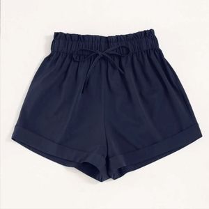 Drawstring Navy Shorts, Shein